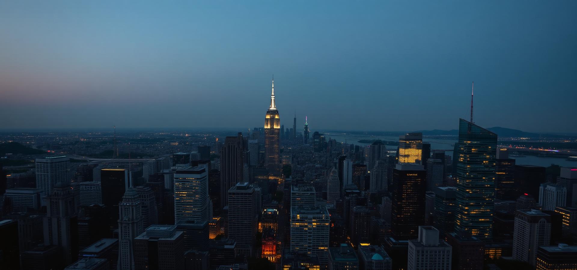 City skyline at dusk