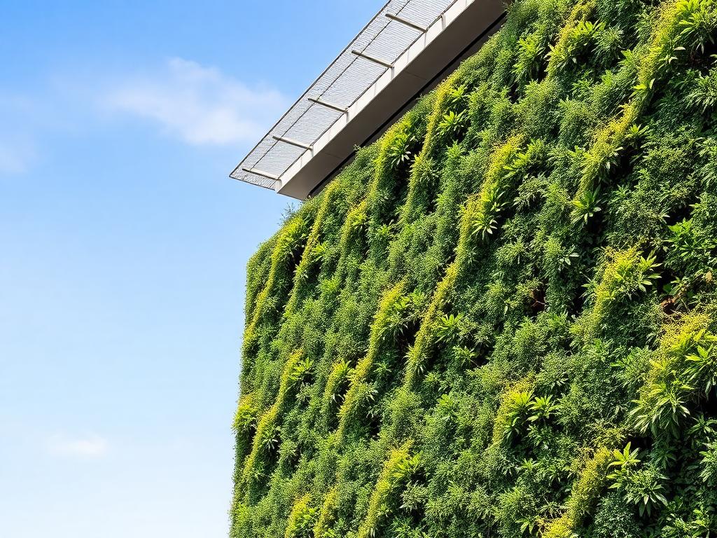 Modern building facade covered with a living green wall